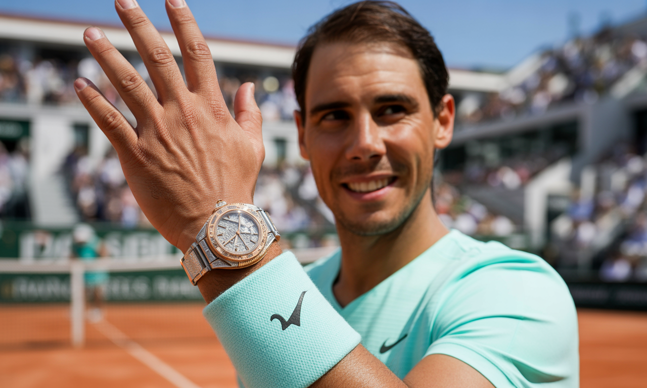 à roland garros, rafael nadal attire tous les regards en exhibant une montre de luxe d'une valeur exceptionnelle de 900 000 euros à son poignet.